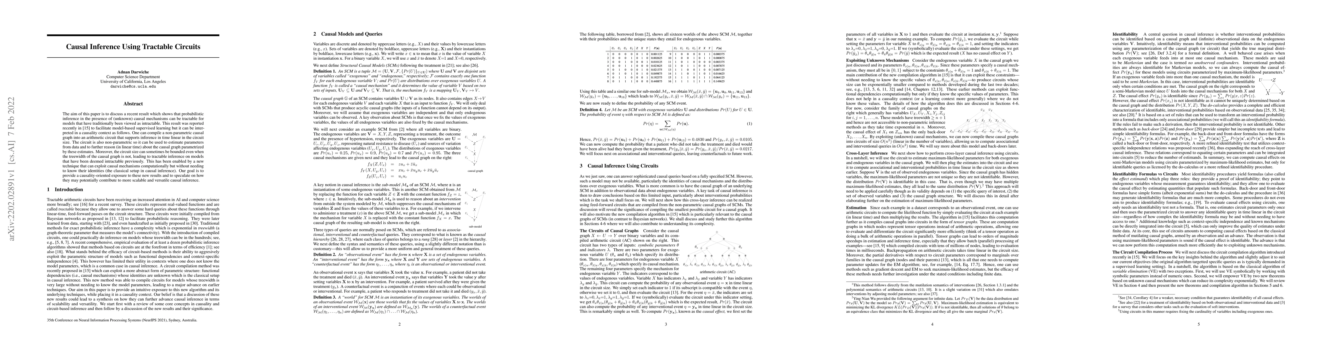 Thumbnail for Causal Inference Using Tractable Circuits