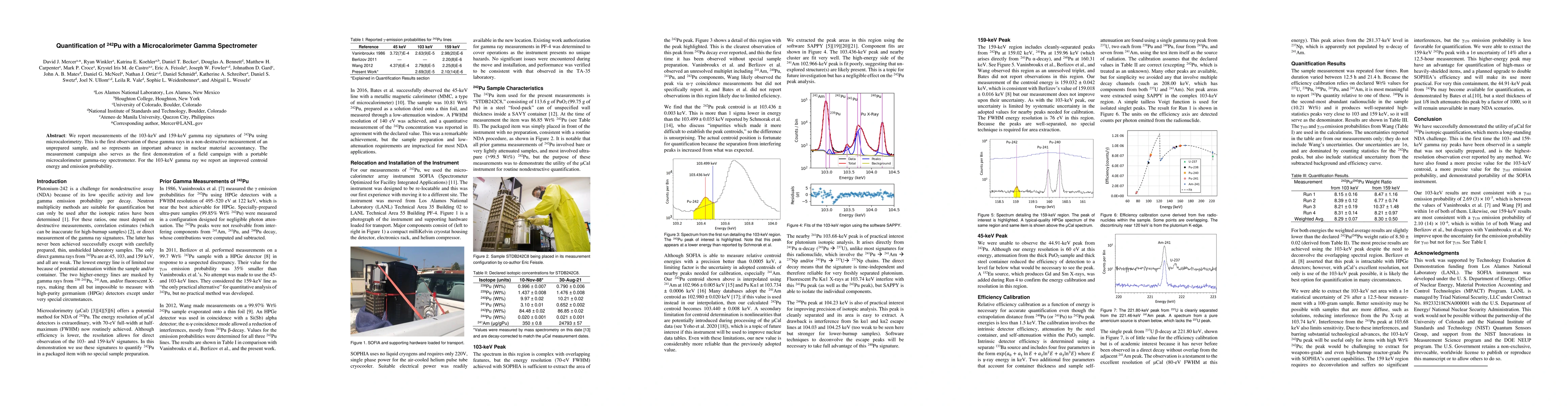 Thumbnail for Quantification of 242Pu with a Microcalorimeter Gamma Spectrometer