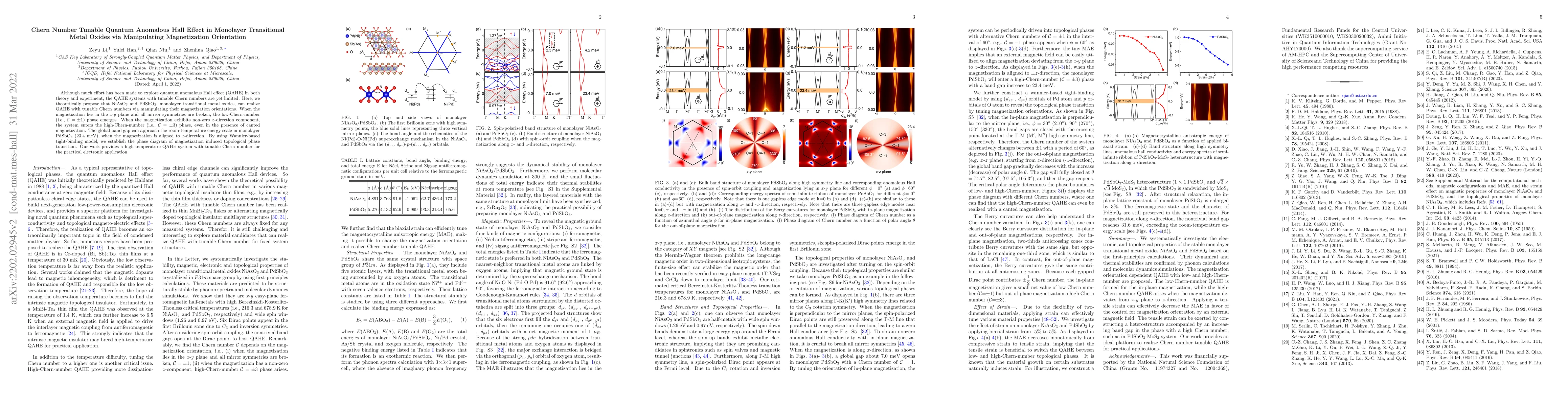 Thumbnail for Chern Number Tunable Quantum Anomalous Hall Effect in Monolayer
  Transitional Metal Oxides via Manipulating Magnetization Orientation