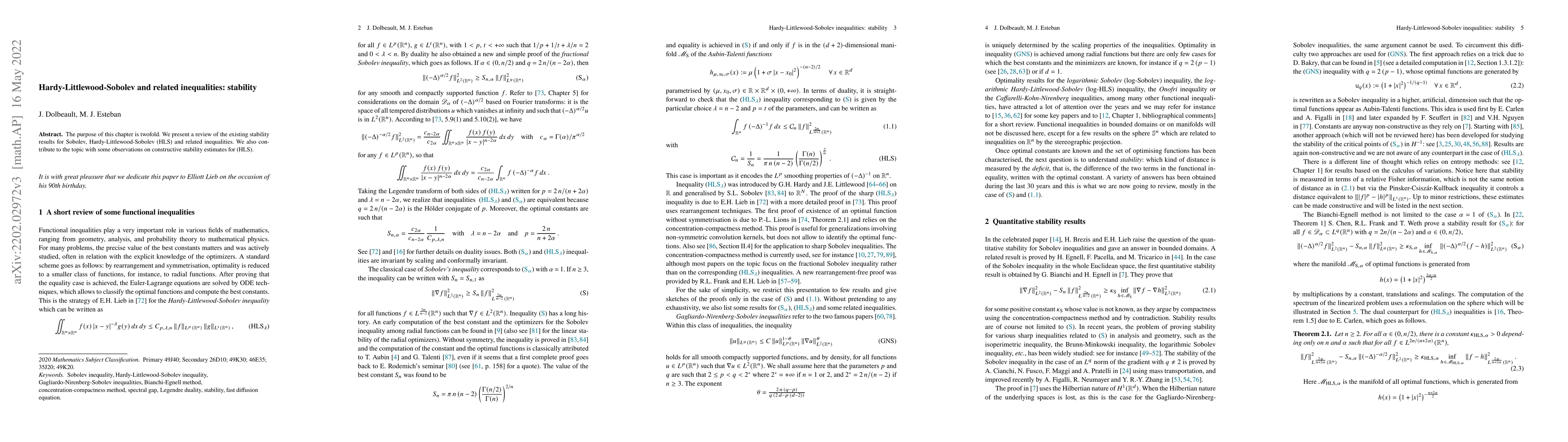 Thumbnail for Hardy-Littlewood-Sobolev and related inequalities: stability