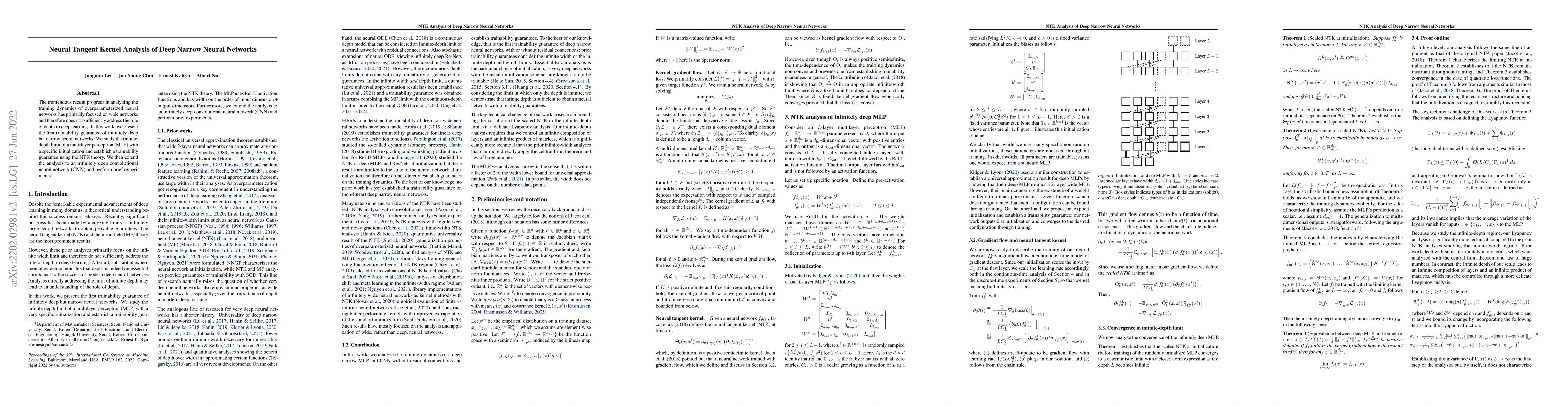 Thumbnail for Neural Tangent Kernel Analysis of Deep Narrow Neural Networks