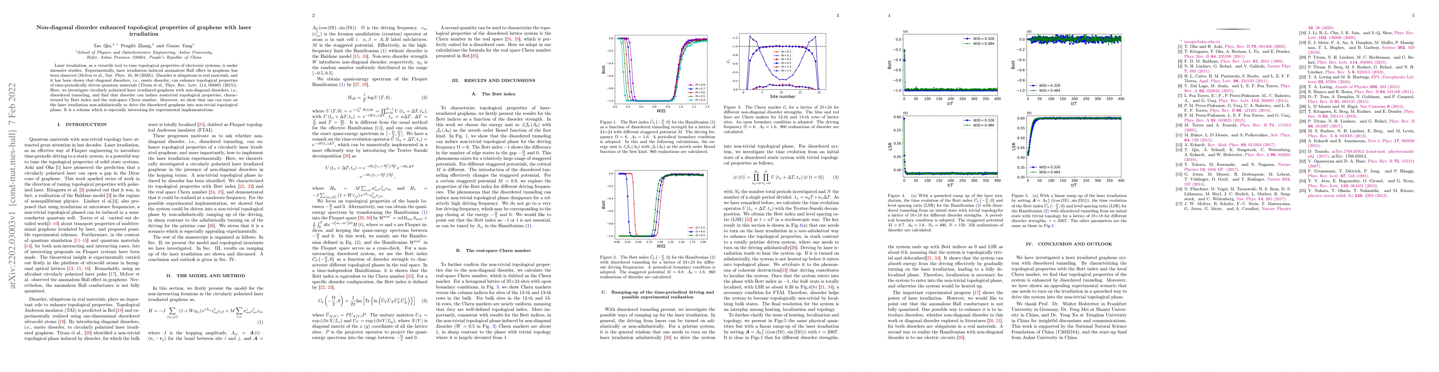 Thumbnail for Non-diagonal disorder enhanced topological properties of graphene with
  laser irradiation