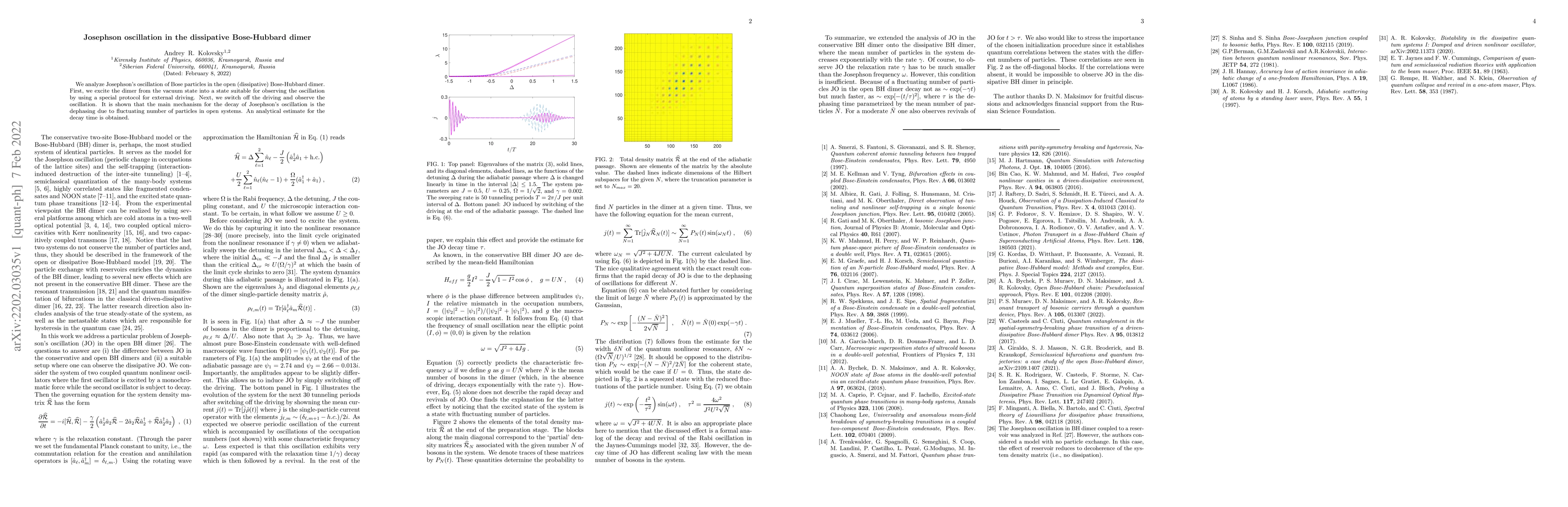 Thumbnail for Josephson oscillation in the dissipative Bose-Hubbard dimer