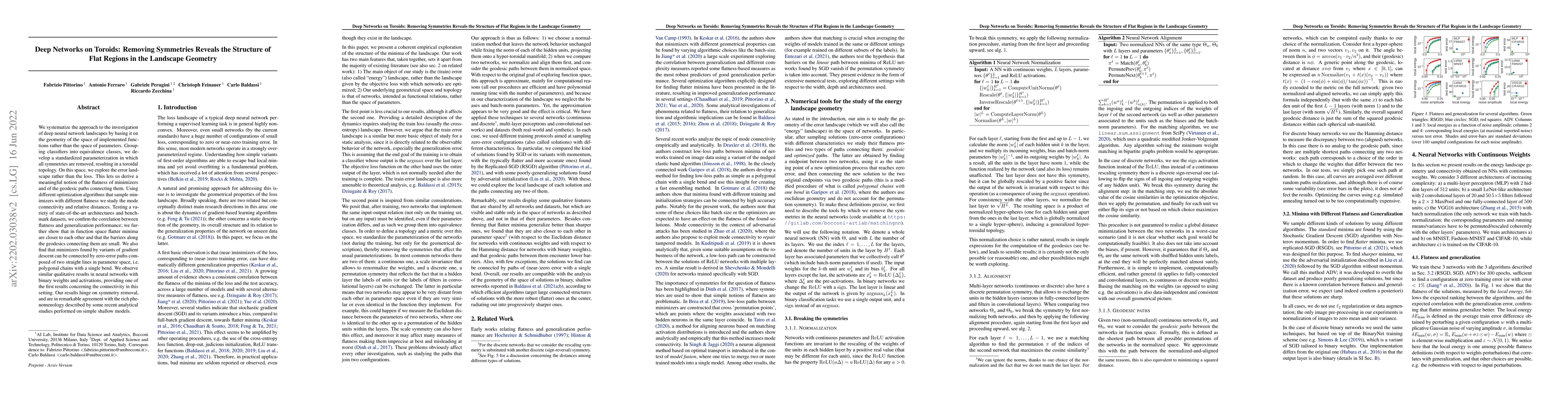Thumbnail for Deep Networks on Toroids: Removing Symmetries Reveals the Structure of
  Flat Regions in the Landscape Geometry