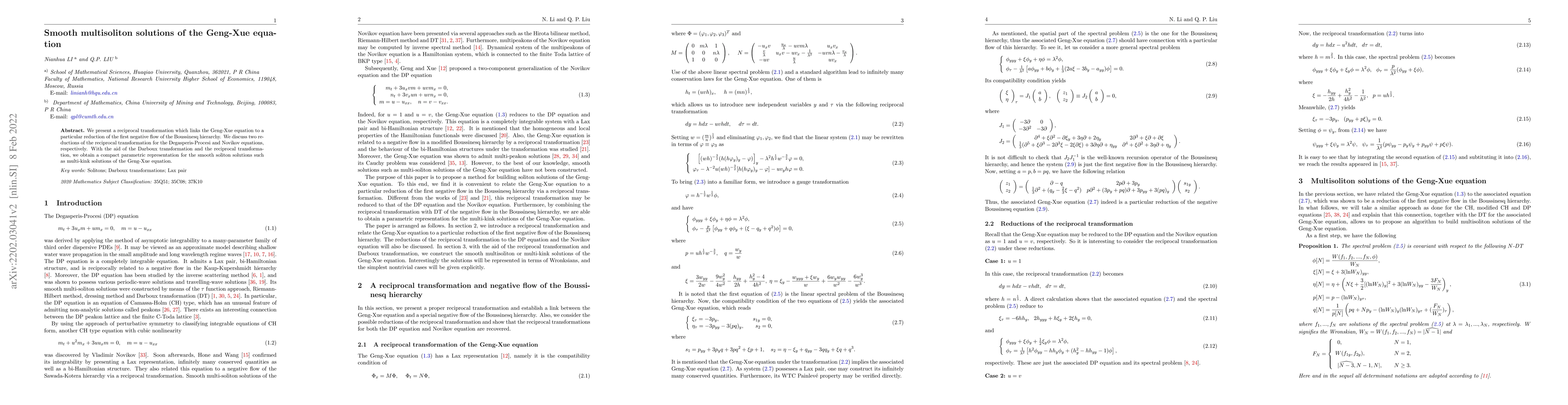 Thumbnail for Smooth multisoliton solutions of the Geng-Xue equation