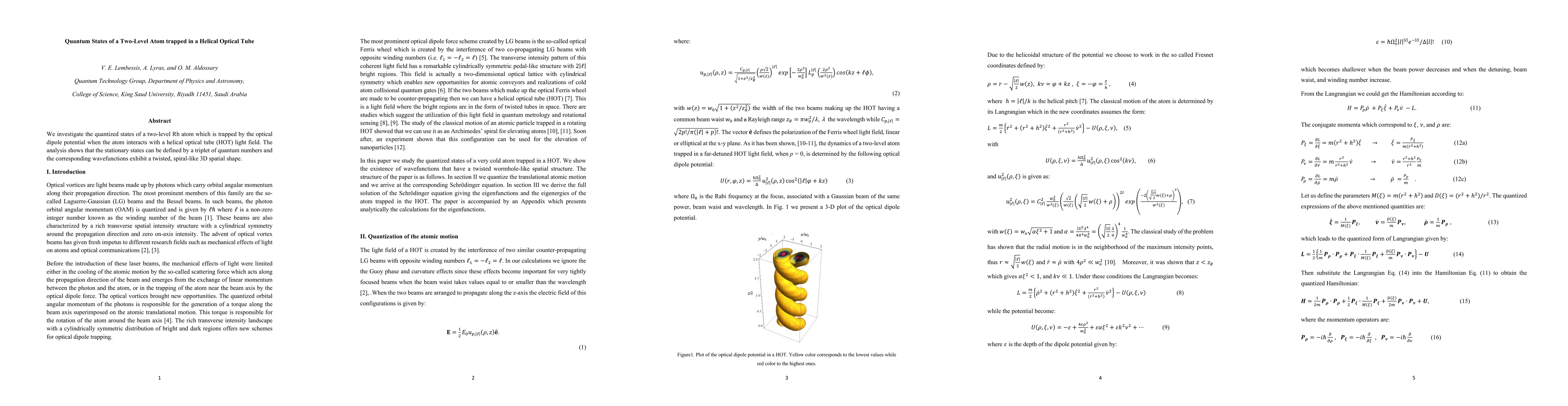 Thumbnail for Quantum States of a Two-Level Atom trapped in a Helical Optical Tube