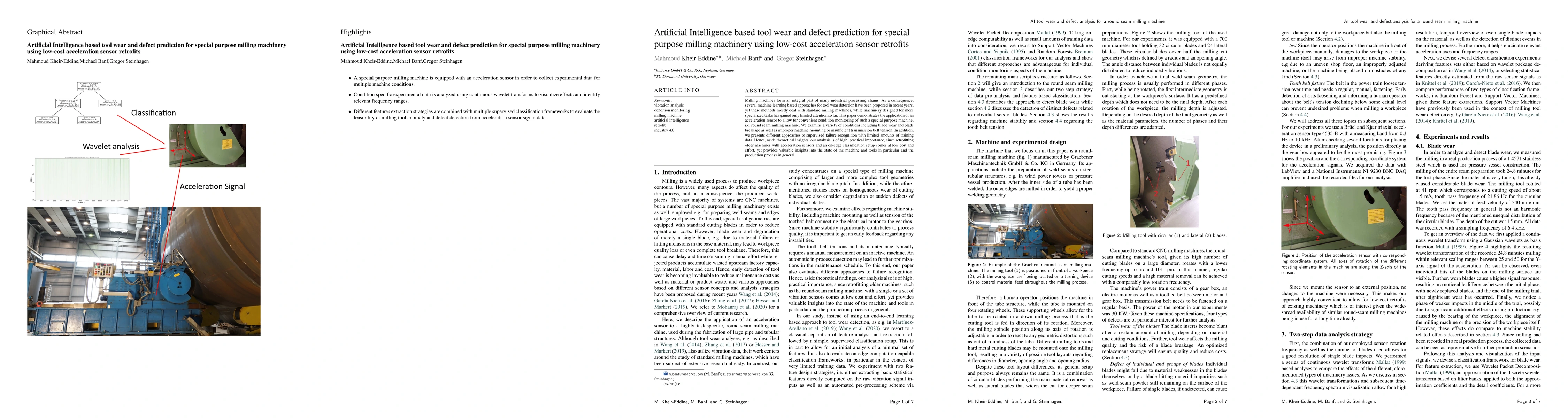 Thumbnail for Artificial Intelligence based tool wear and defect prediction for
  special purpose milling machinery using low-cost acceleration sensor
  retrofits