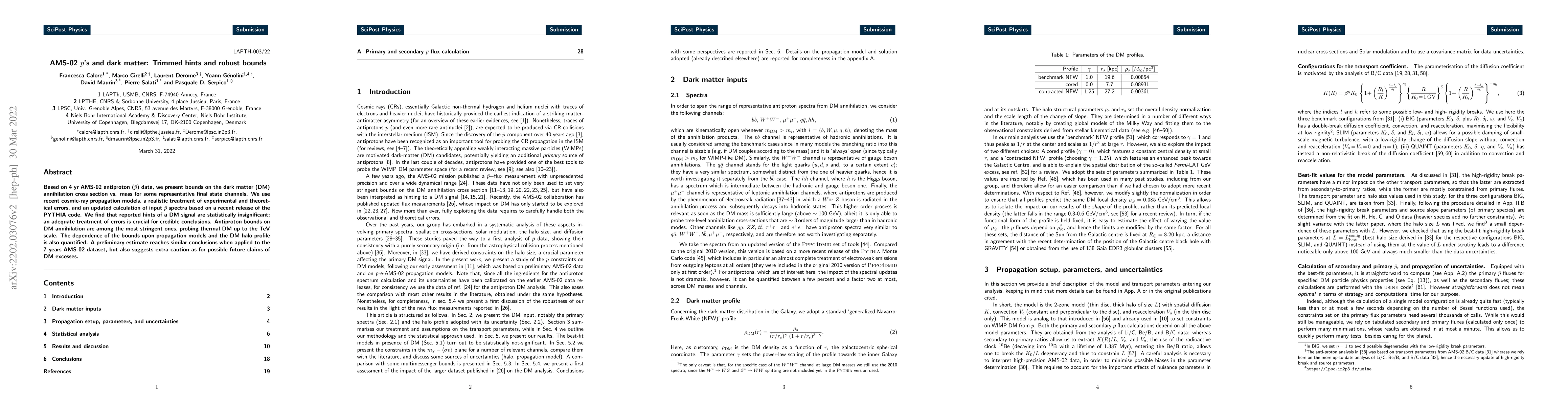 Thumbnail for AMS-02 antiprotons and dark matter: Trimmed hints and robust bounds
