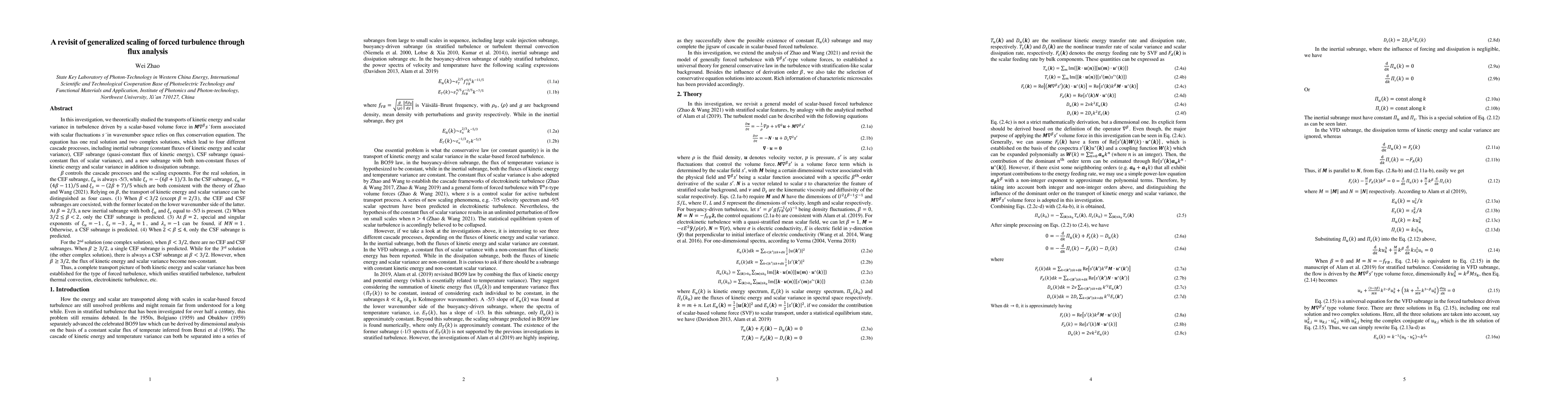 Thumbnail for A revisit of generalized scaling of forced turbulence through flux
  analysis