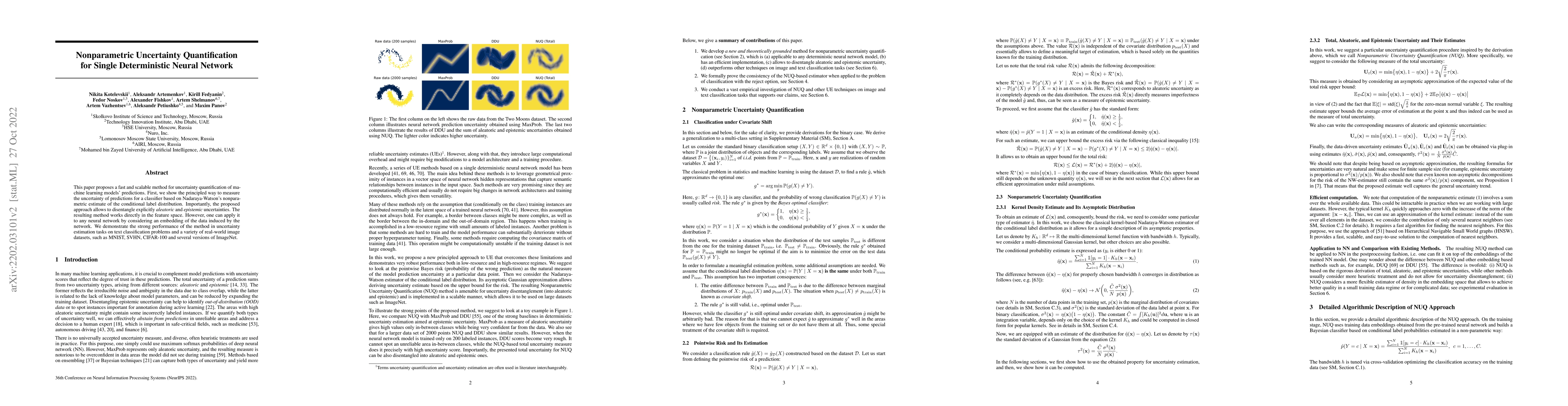 Thumbnail for Nonparametric Uncertainty Quantification for Single Deterministic Neural
  Network
