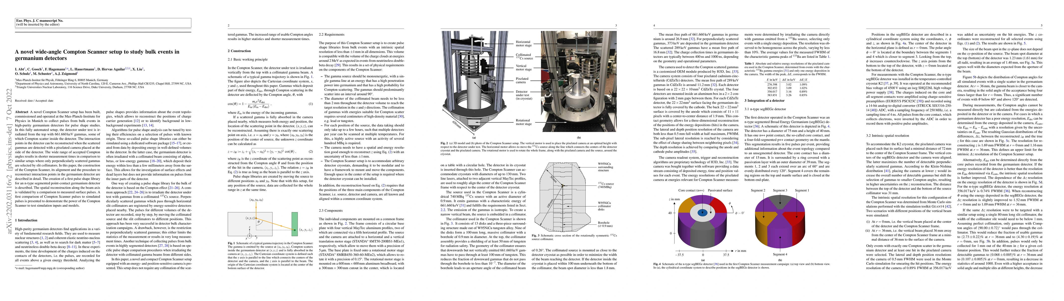 Thumbnail for A novel wide-angle Compton Scanner setup to study bulk events in
  germanium detectors