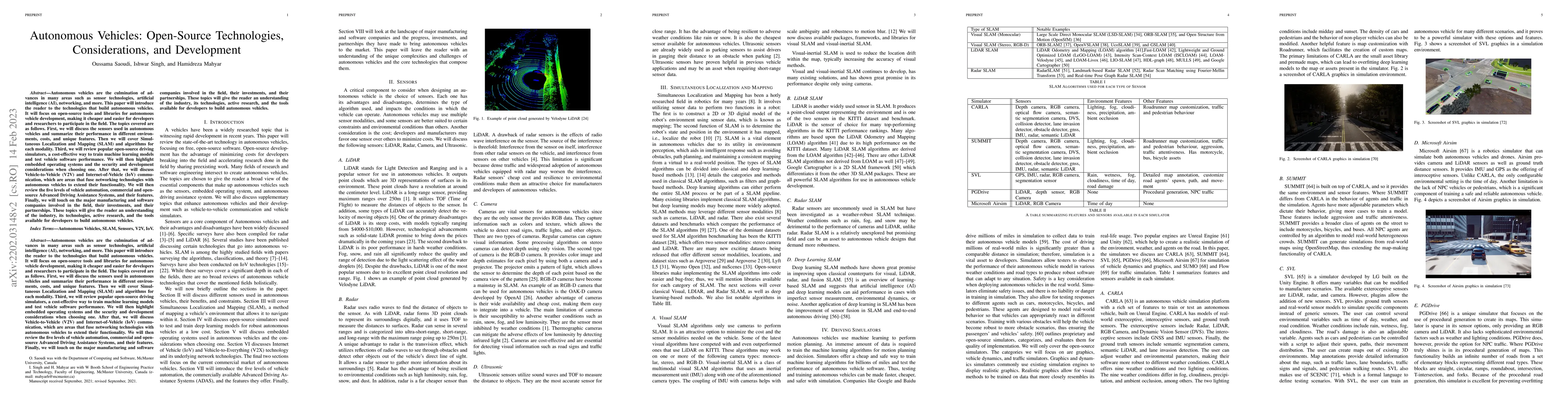 Thumbnail for Autonomous Vehicles: Open-Source Technologies, Considerations, and
  Development