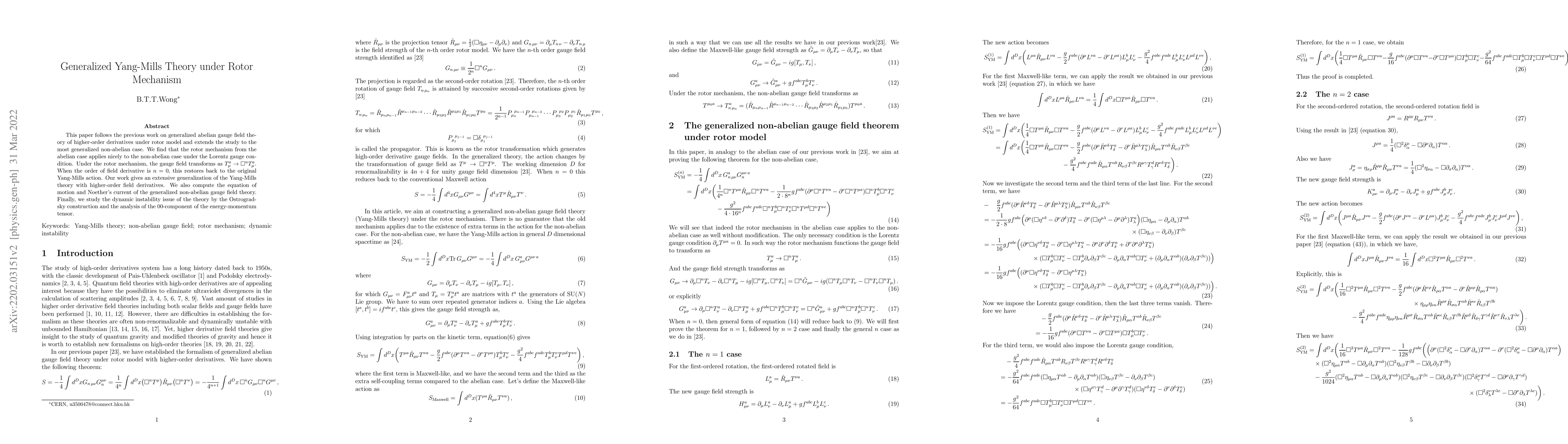 Thumbnail for Generalized Yang-Mills Theory under Rotor Mechanism