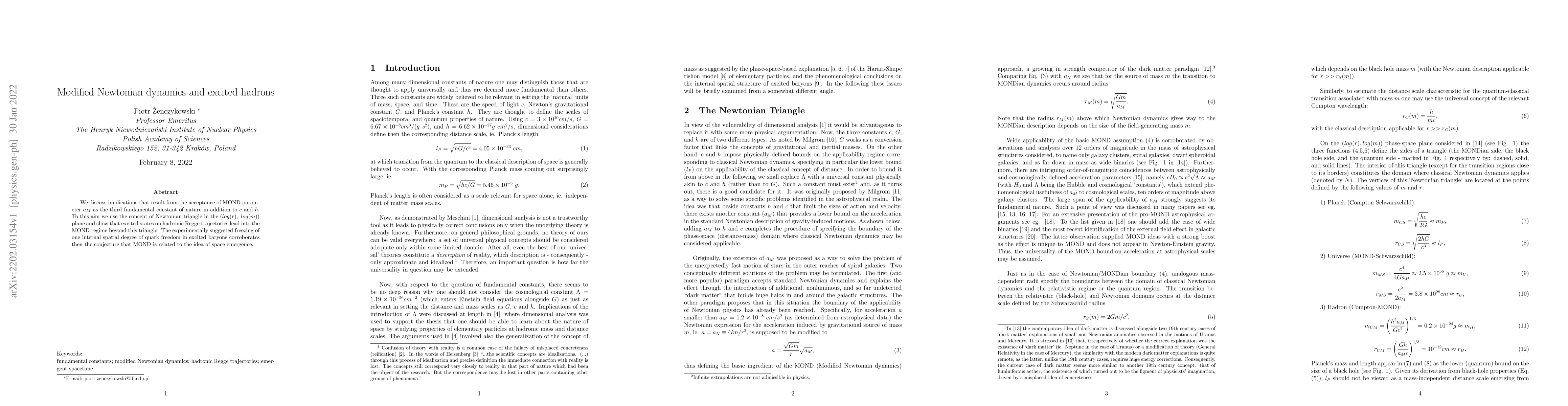 Thumbnail for Modified Newtonian dynamics and excited hadrons
