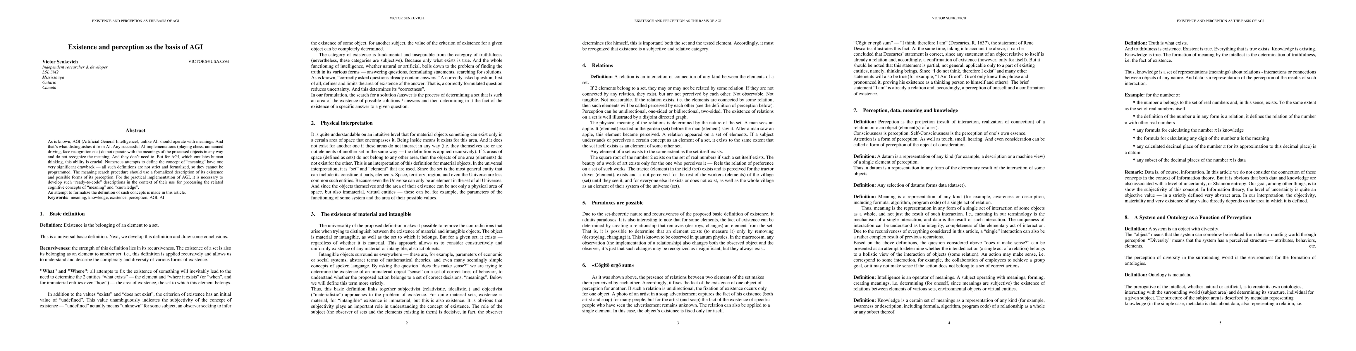 Thumbnail for Existence and perception as the basis of AGI (Artificial General
  Intelligence)