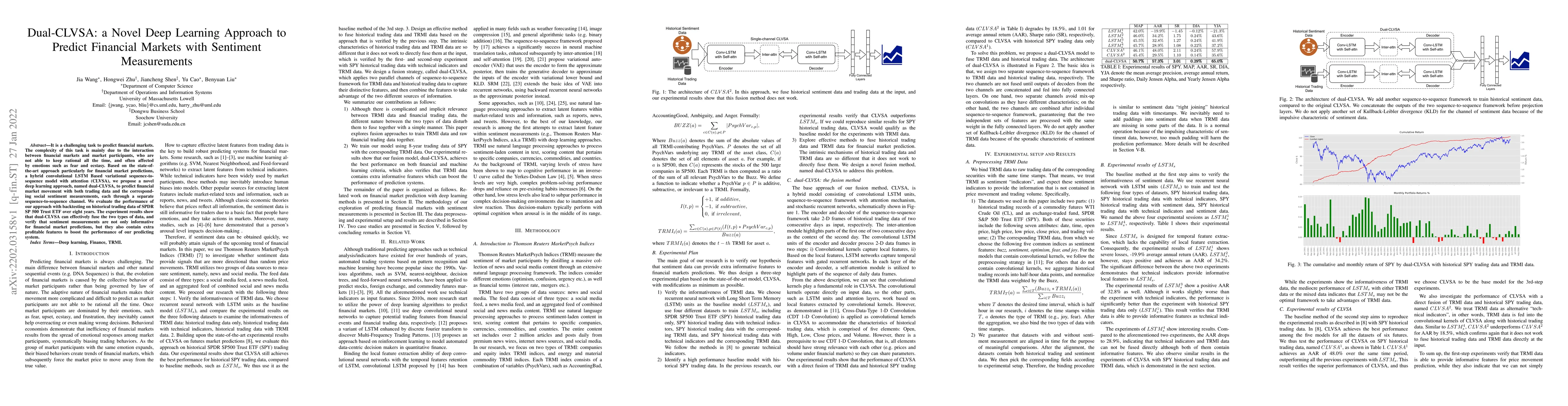 Thumbnail for Dual-CLVSA: a Novel Deep Learning Approach to Predict Financial Markets
  with Sentiment Measurements
