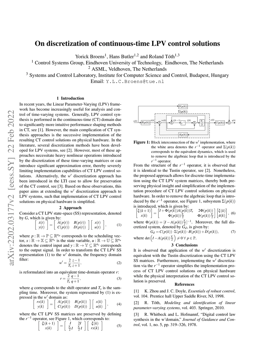 Thumbnail for On discretization of continuous-time LPV control solutions