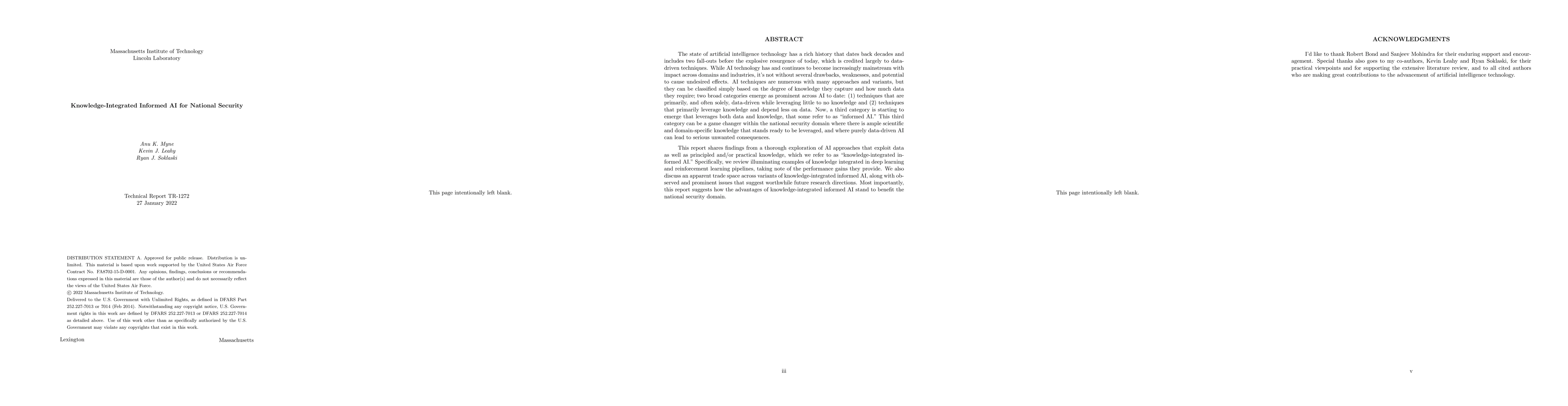 Thumbnail for Knowledge-Integrated Informed AI for National Security