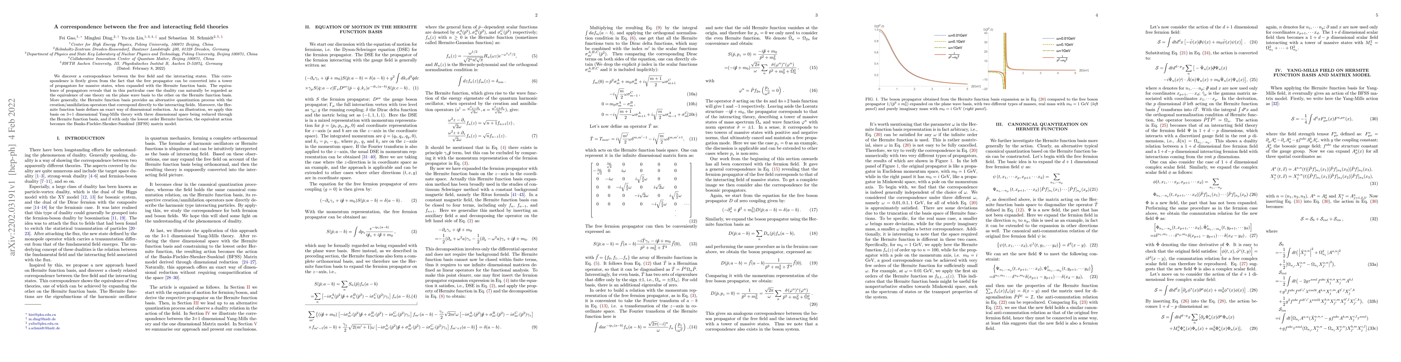 Thumbnail for A correspondence between the free and interacting field theories