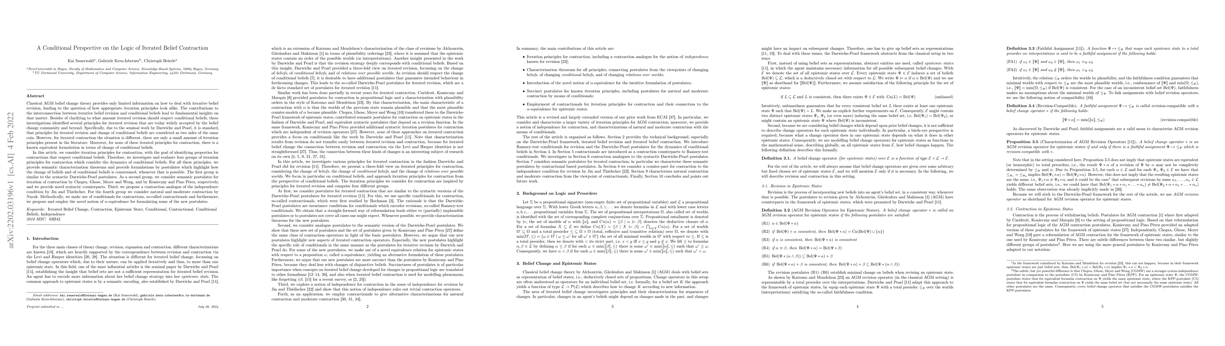 Thumbnail for A Conditional Perspective on the Logic of Iterated Belief Contraction