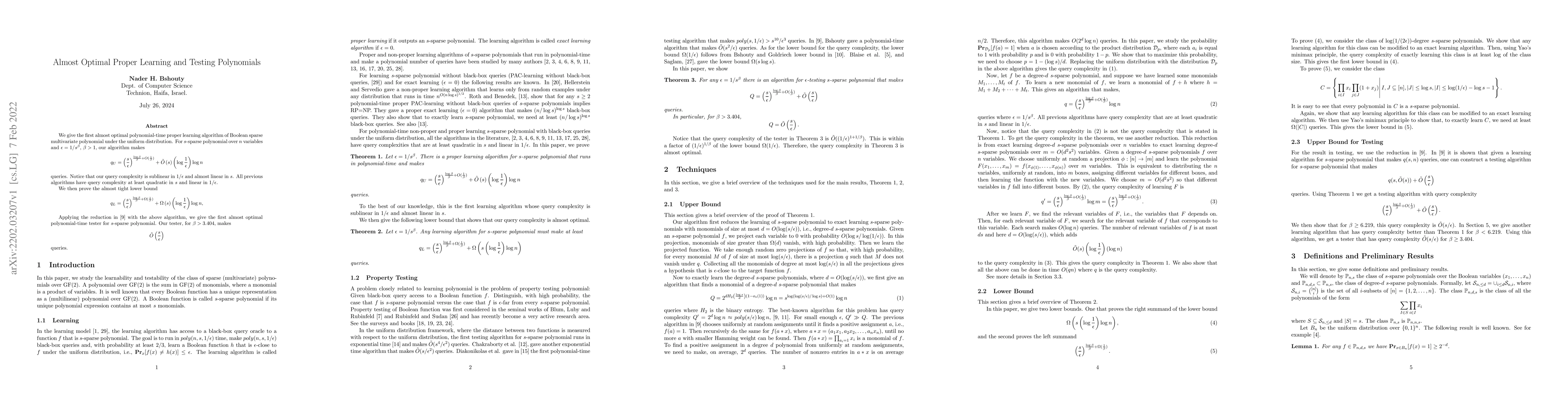 Thumbnail for Almost Optimal Proper Learning and Testing Polynomials