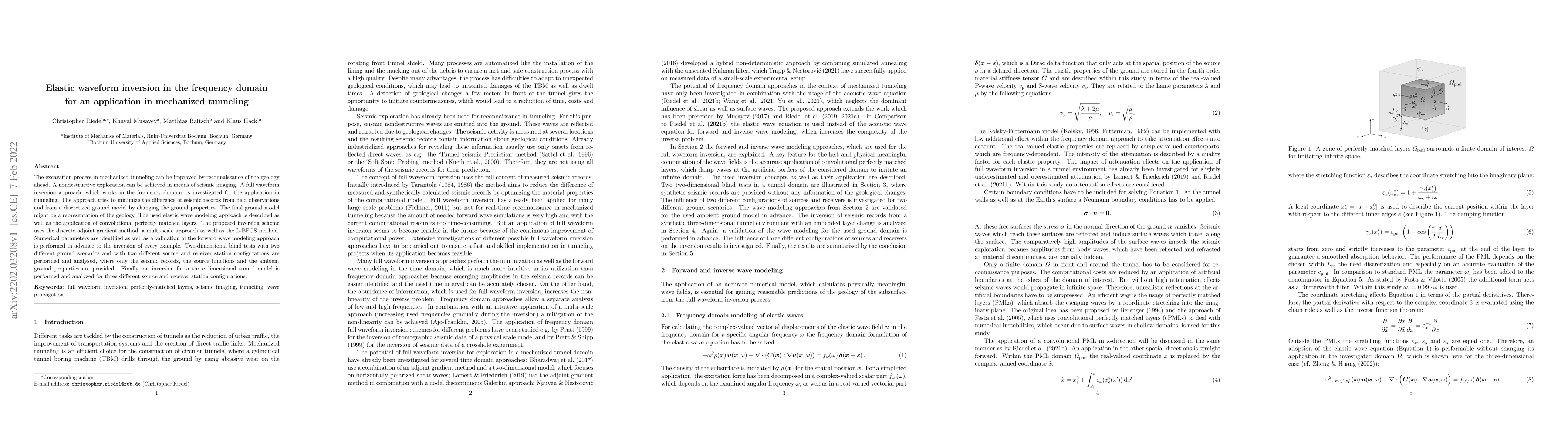 Thumbnail for Elastic waveform inversion in the frequency domain for an application in
  mechanized tunneling