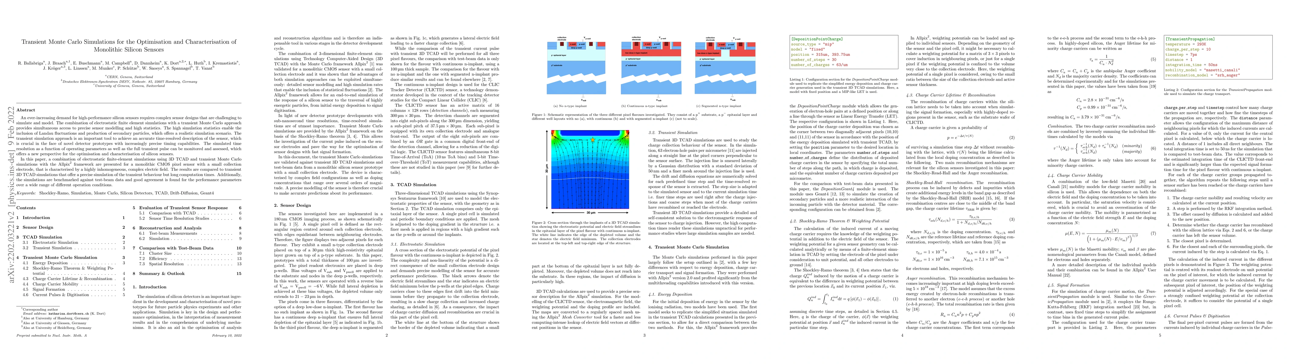 Thumbnail for Transient Monte Carlo Simulations for the Optimisation and
  Characterisation of Monolithic Silicon Sensors