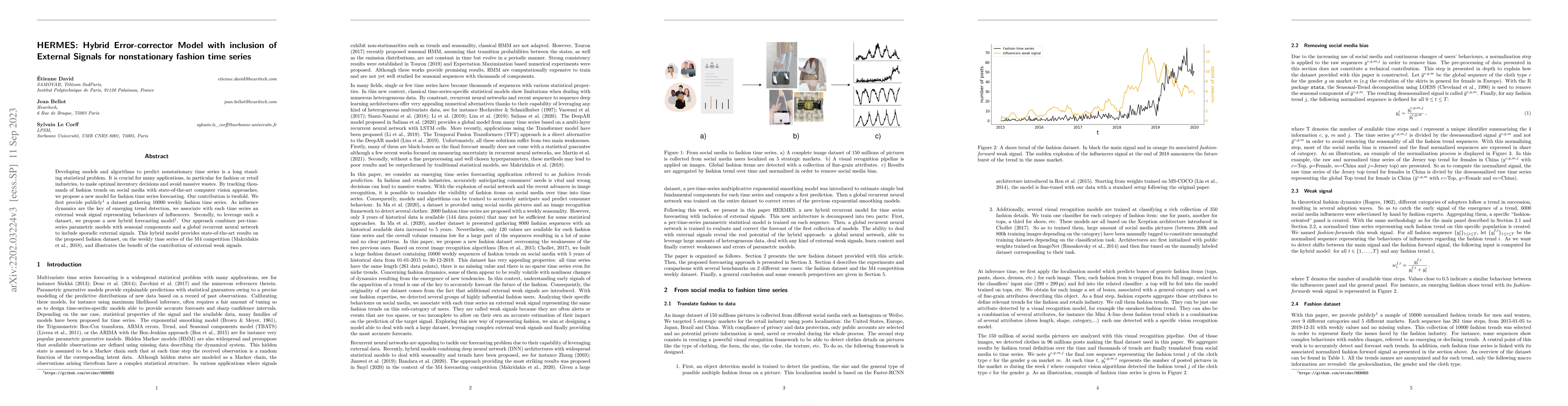 Thumbnail for HERMES: Hybrid Error-corrector Model with inclusion of External Signals
  for nonstationary fashion time series