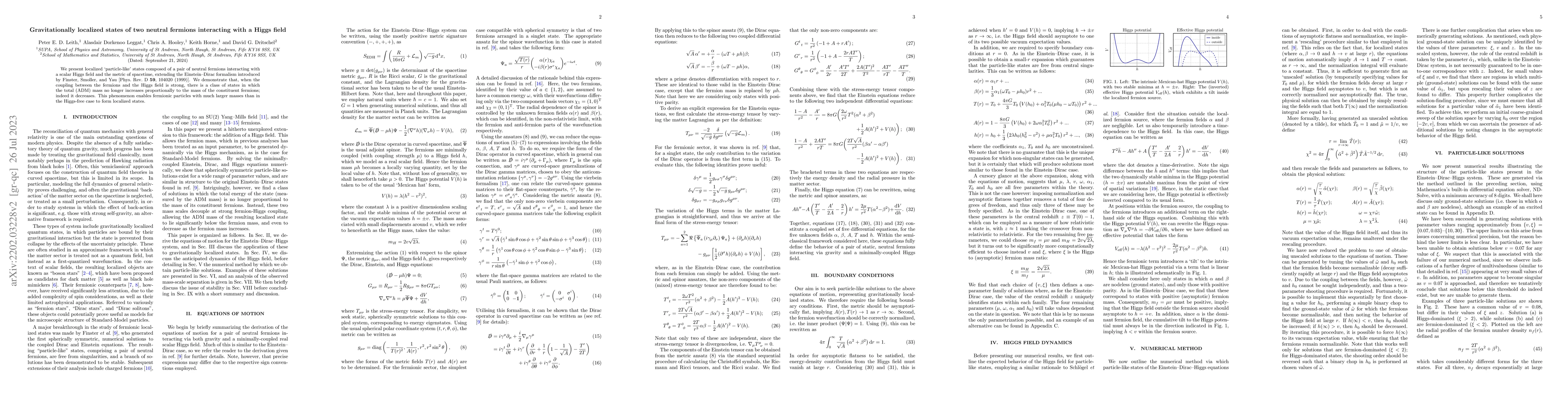 Thumbnail for Gravitationally localized states of two neutral fermions interacting
  with a Higgs field