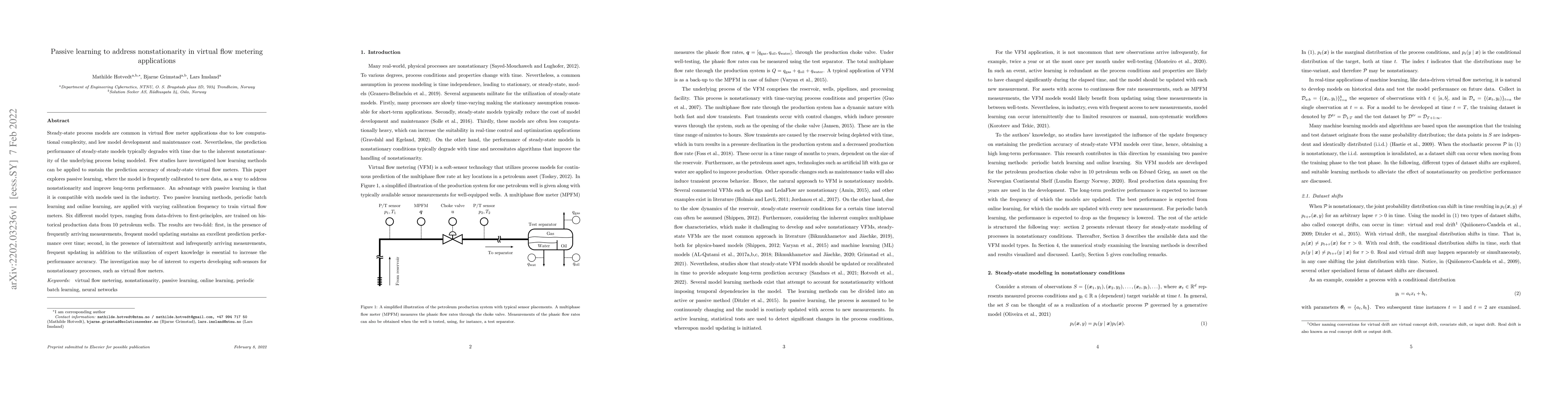 Thumbnail for Passive learning to address nonstationarity in virtual flow metering
  applications