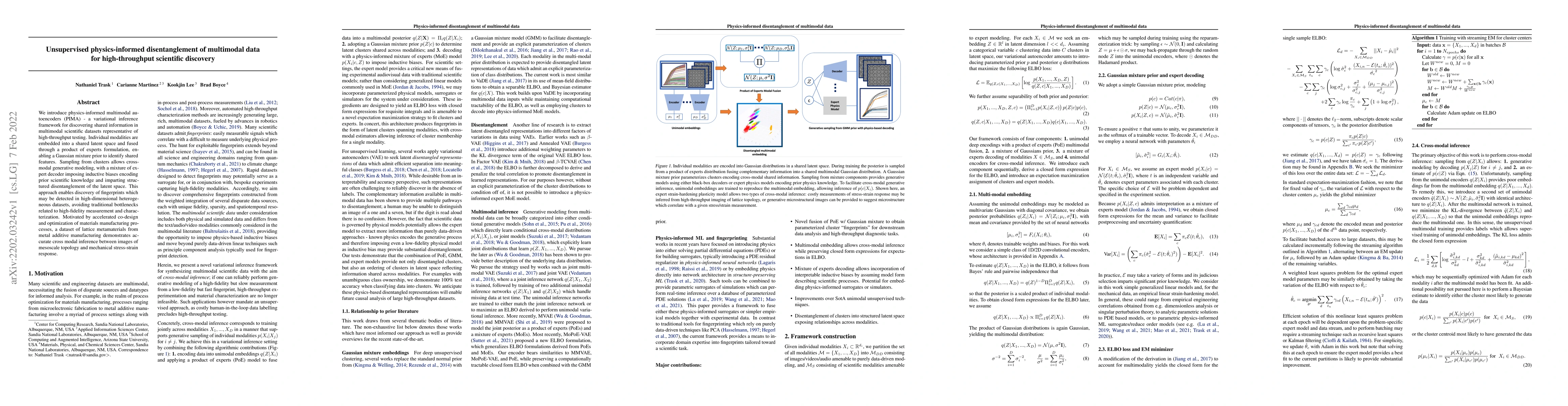 Thumbnail for Unsupervised physics-informed disentanglement of multimodal data for
  high-throughput scientific discovery