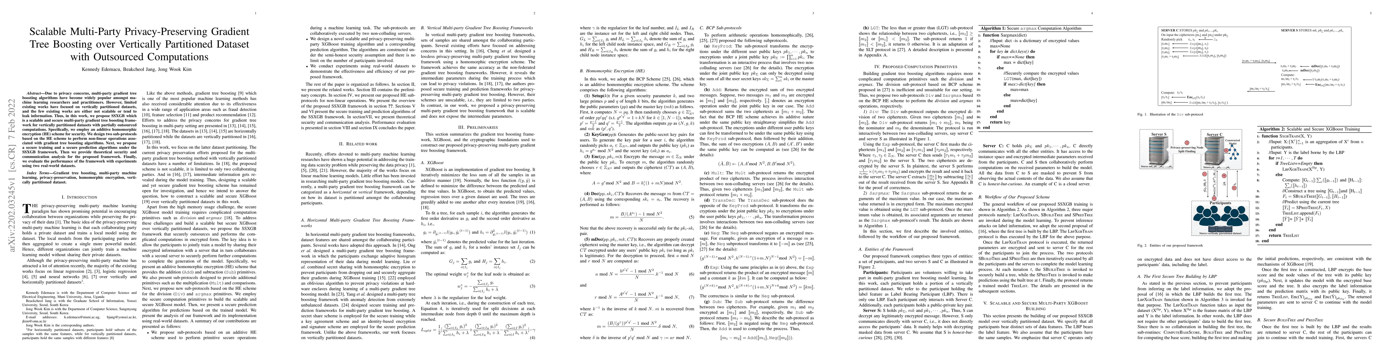 Thumbnail for Scalable Multi-Party Privacy-Preserving Gradient Tree Boosting over
  Vertically Partitioned Dataset with Outsourced Computations