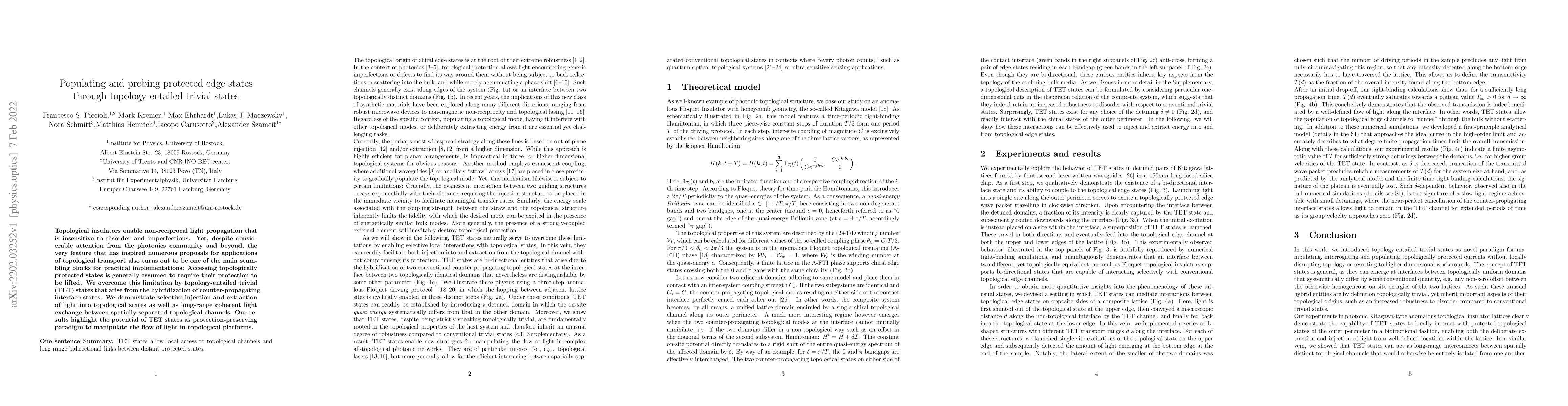 Thumbnail for Populating and probing protected edge states through topology-entailed
  trivial states