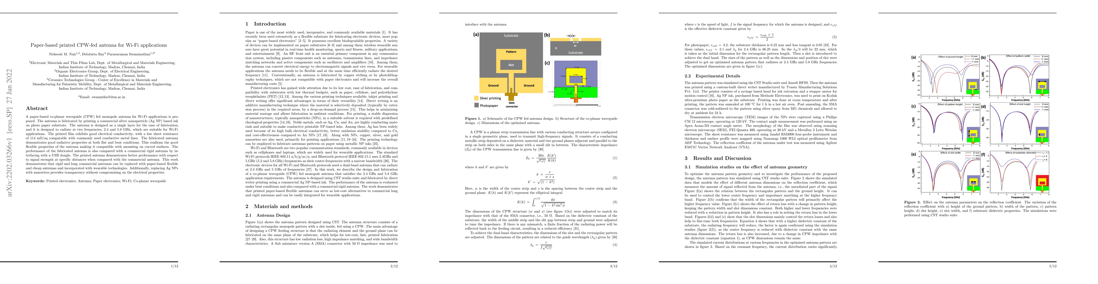 Thumbnail for Paper-based printed CPW-fed antenna for Wi-Fi applications