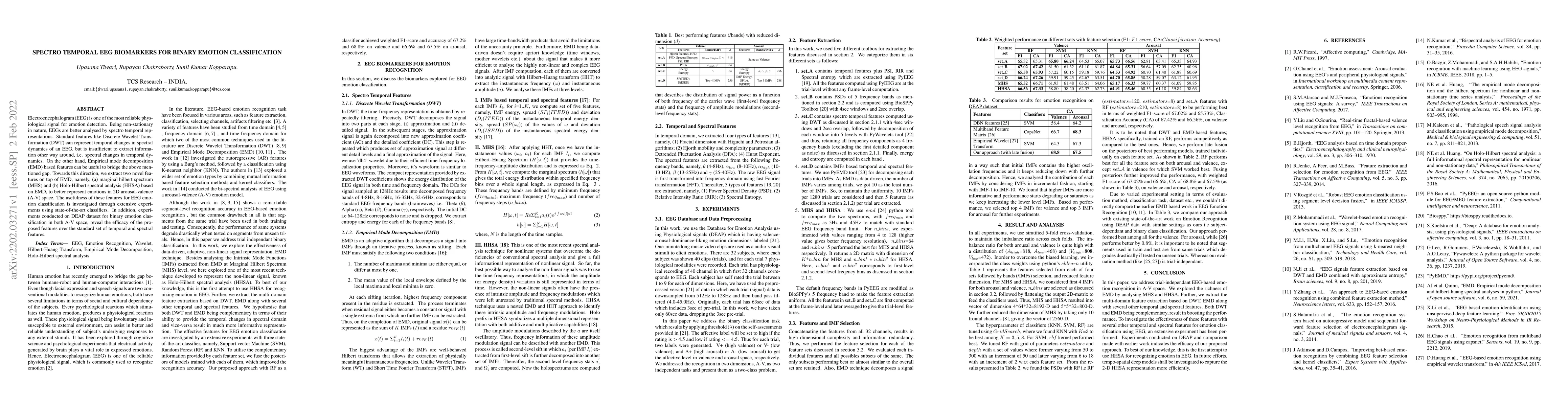 Thumbnail for Spectro Temporal EEG Biomarkers For Binary Emotion Classification