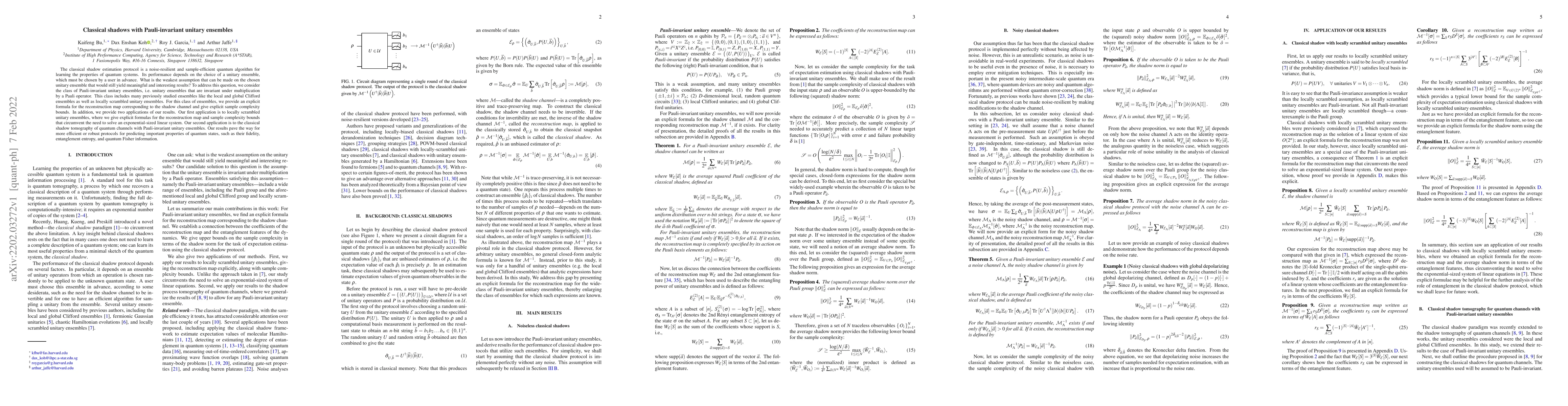 Thumbnail for Classical shadows with Pauli-invariant unitary ensembles