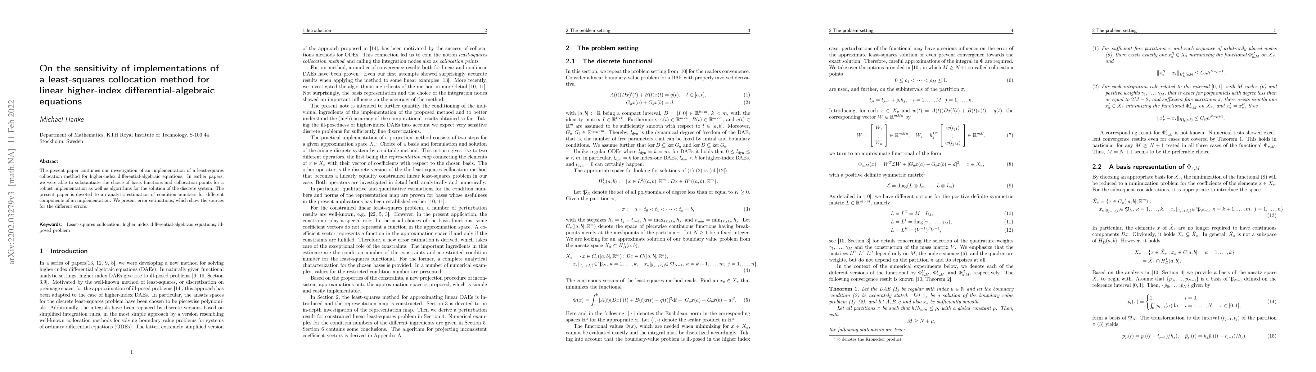 Thumbnail for On the sensitivity of implementations of a least-squares collocation
  method for linear higher-index differential-algebraic equations
