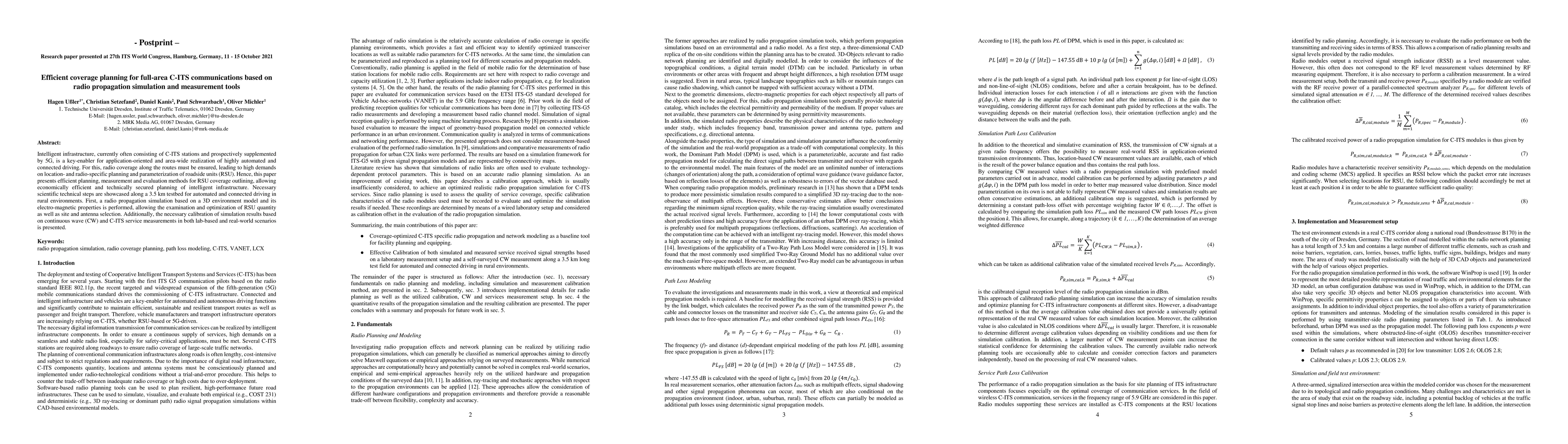 Thumbnail for Efficient coverage planning for full-area C-ITS communications based on
  radio propagation simulation and measurement tools