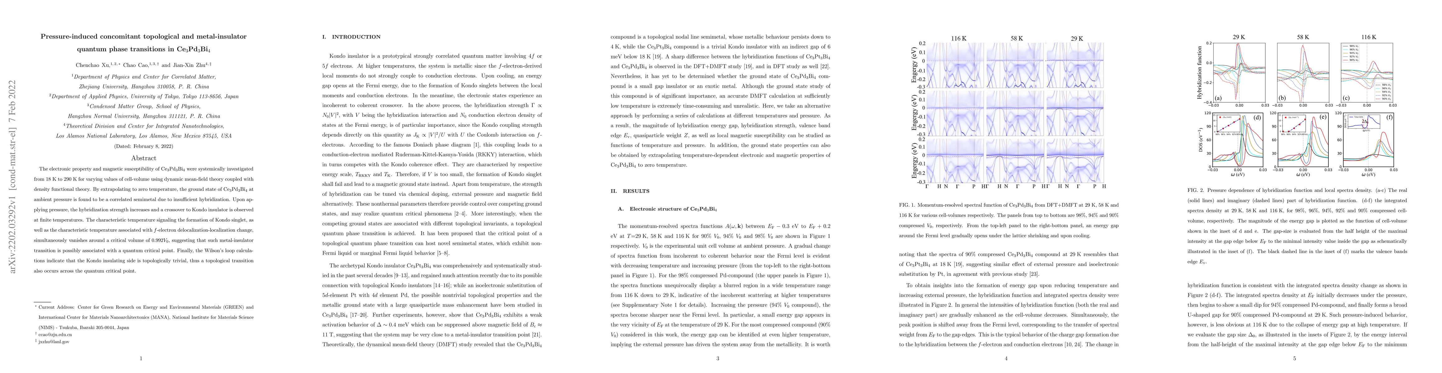 Thumbnail for Pressure-induced concomitant topological and metal-insulator quantum
  phase transitions in Ce$_3$Pd$_3$Bi$_4$