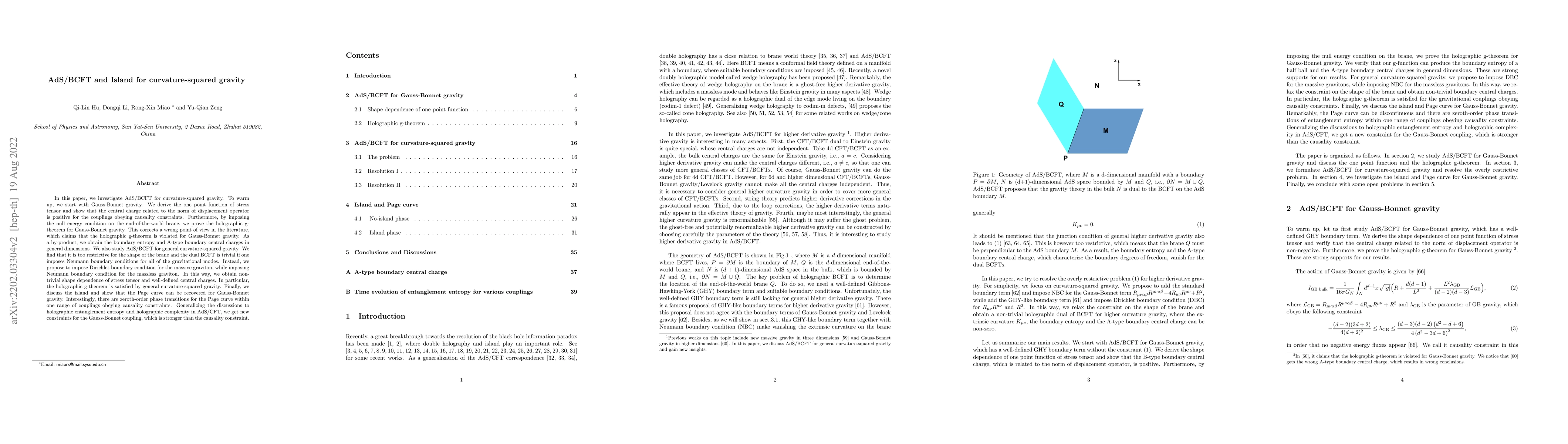 Thumbnail for AdS/BCFT and Island for curvature-squared gravity