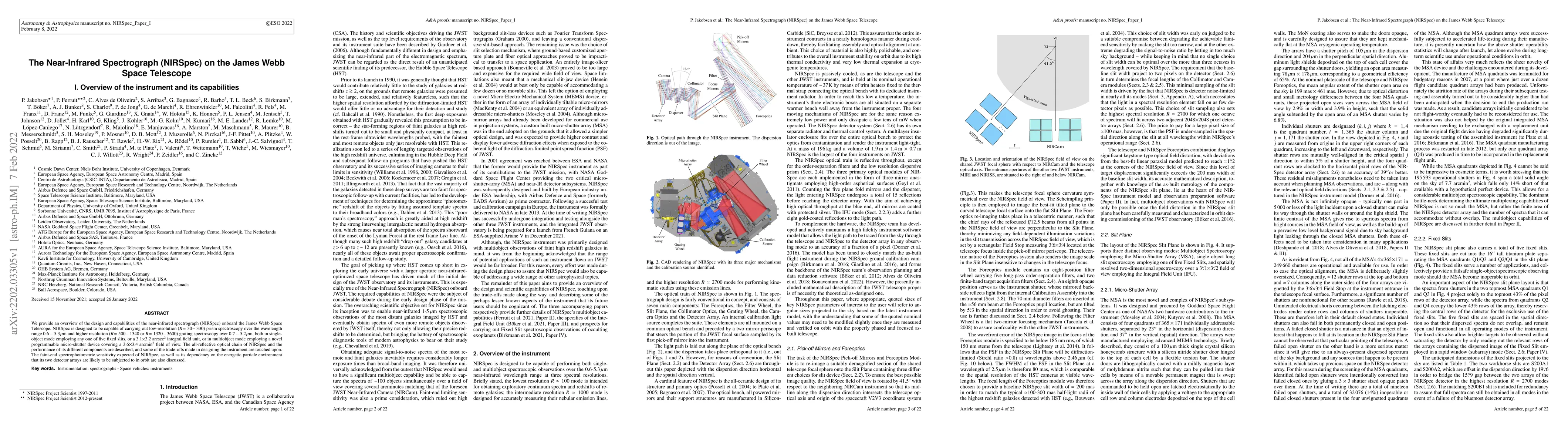 Thumbnail for The Near-Infrared Spectrograph (NIRSpec) on the James Webb Space
  Telescope I. Overview of the instrument and its capabilities