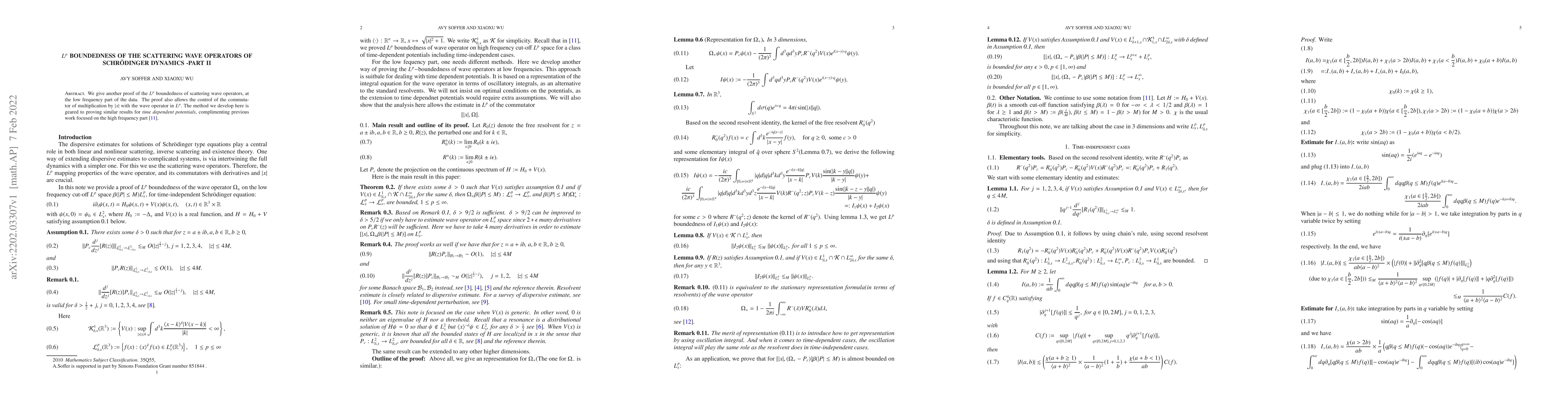 Thumbnail for $L^p$ Boundedness of the Scattering Wave Operators of Schr\"odinger
  Dynamics -- Part 2