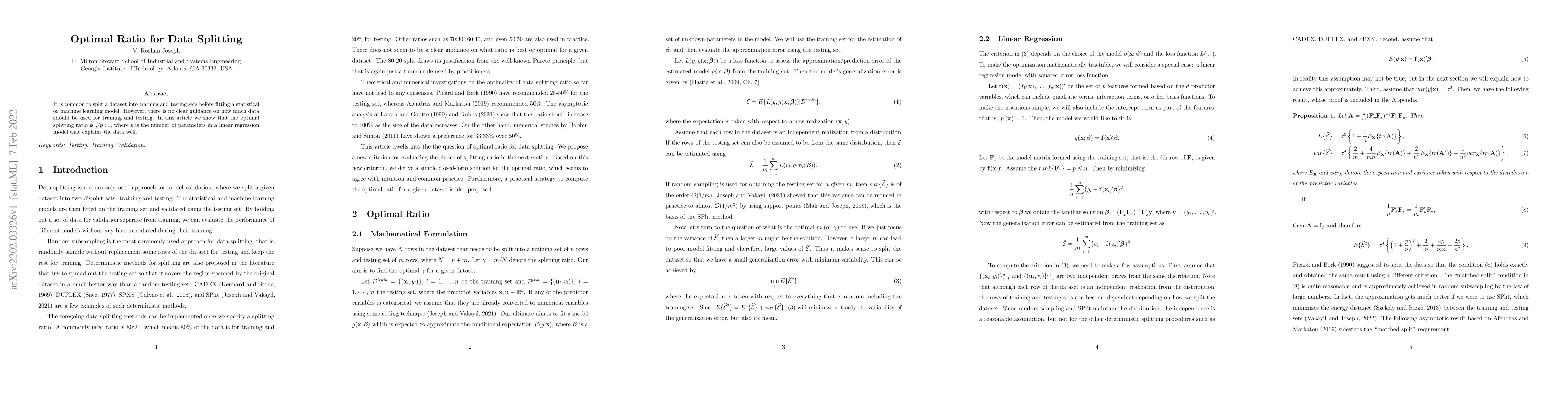 Thumbnail for Optimal Ratio for Data Splitting