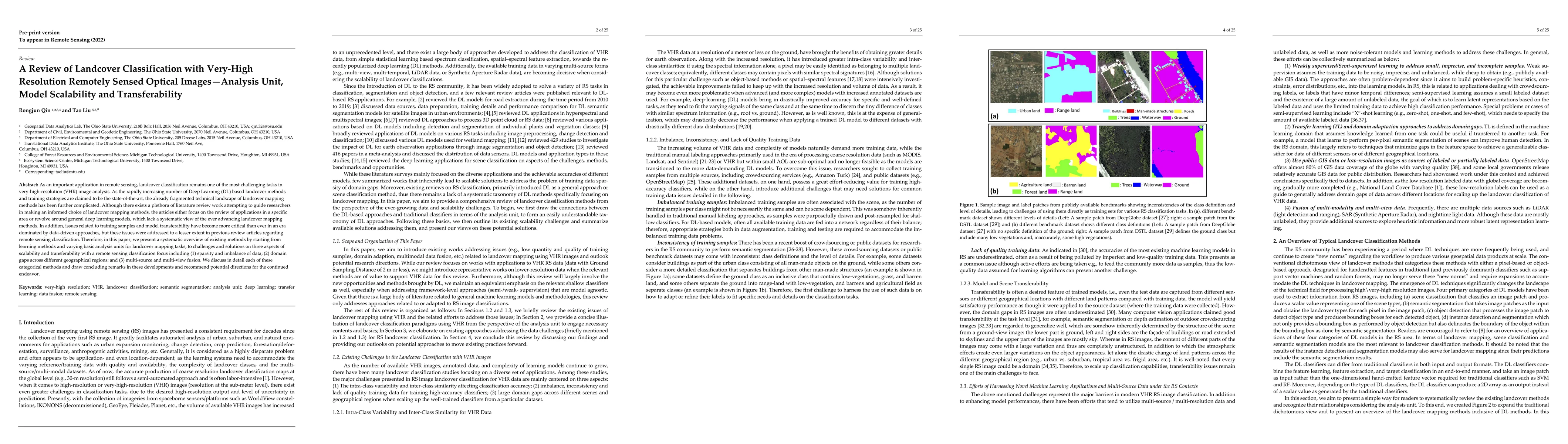 Thumbnail for A Review of Landcover Classification with Very-High Resolution Remotely
  Sensed Optical Images-Analysis Unit,Model Scalability and Transferability