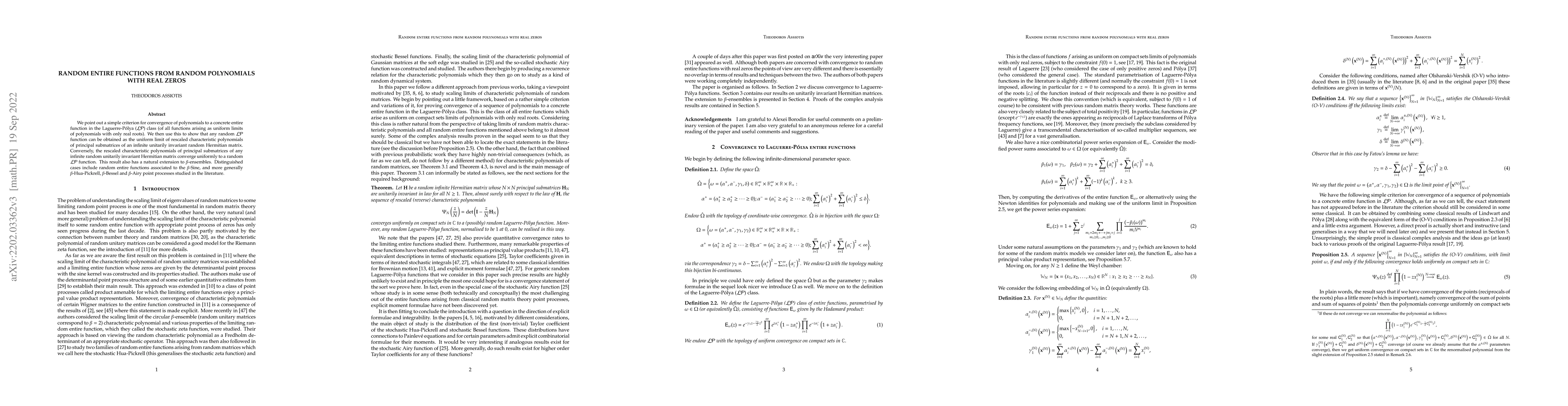 Thumbnail for Random entire functions from random polynomials with real zeros