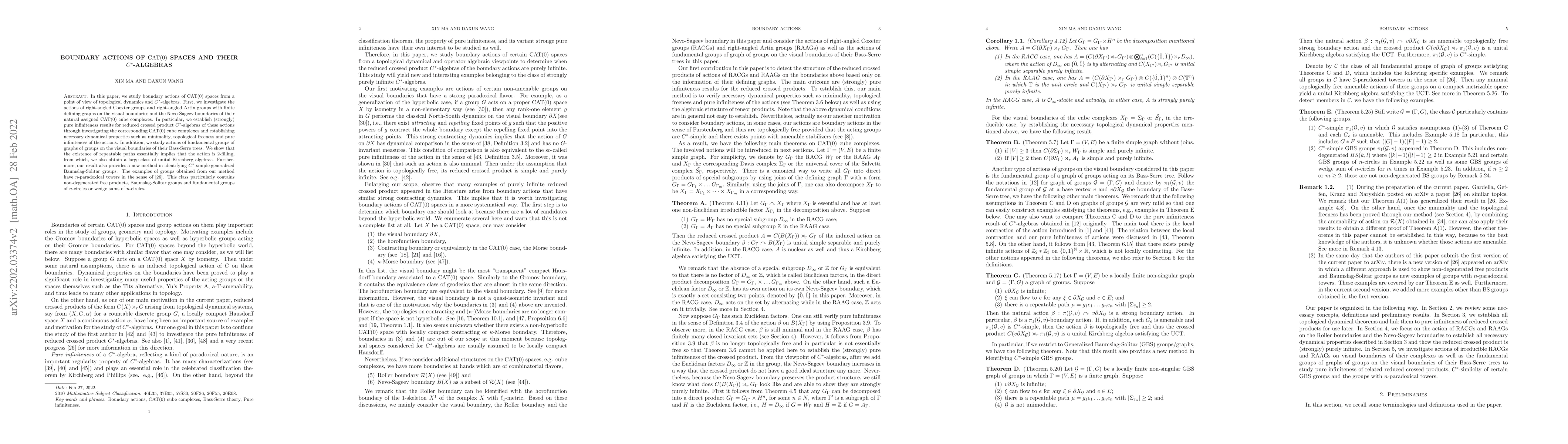 Thumbnail for Boundary actions of CAT(0) spaces and their $C^*$-algebras