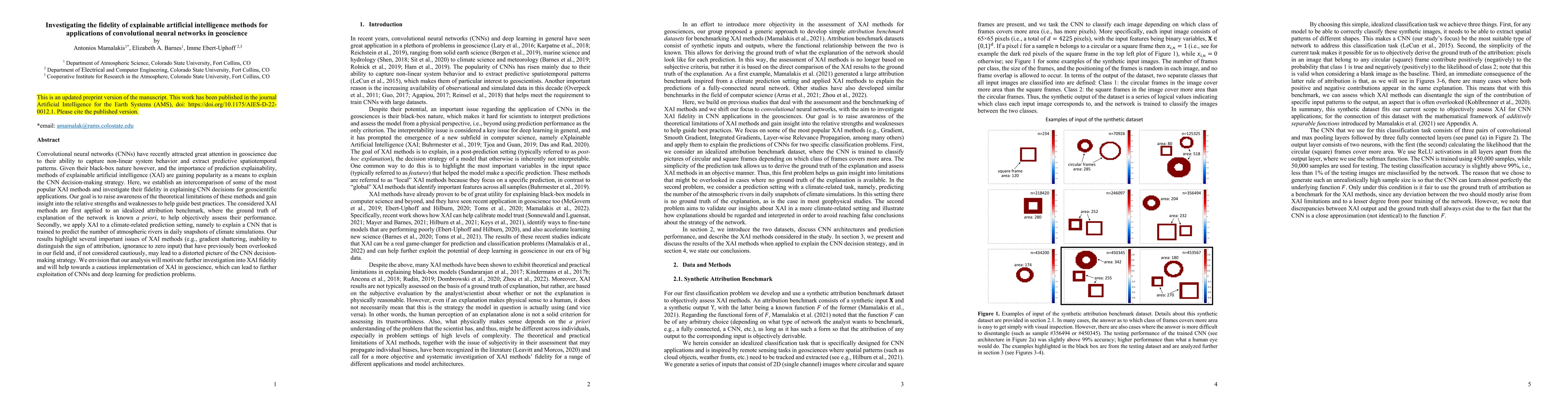 Thumbnail for Investigating the fidelity of explainable artificial intelligence
  methods for applications of convolutional neural networks in geoscience