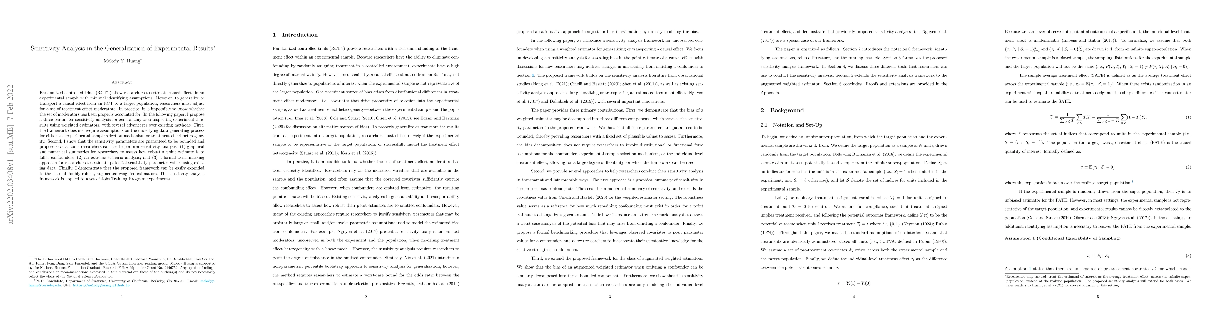 Thumbnail for Sensitivity Analysis in the Generalization of Experimental Results