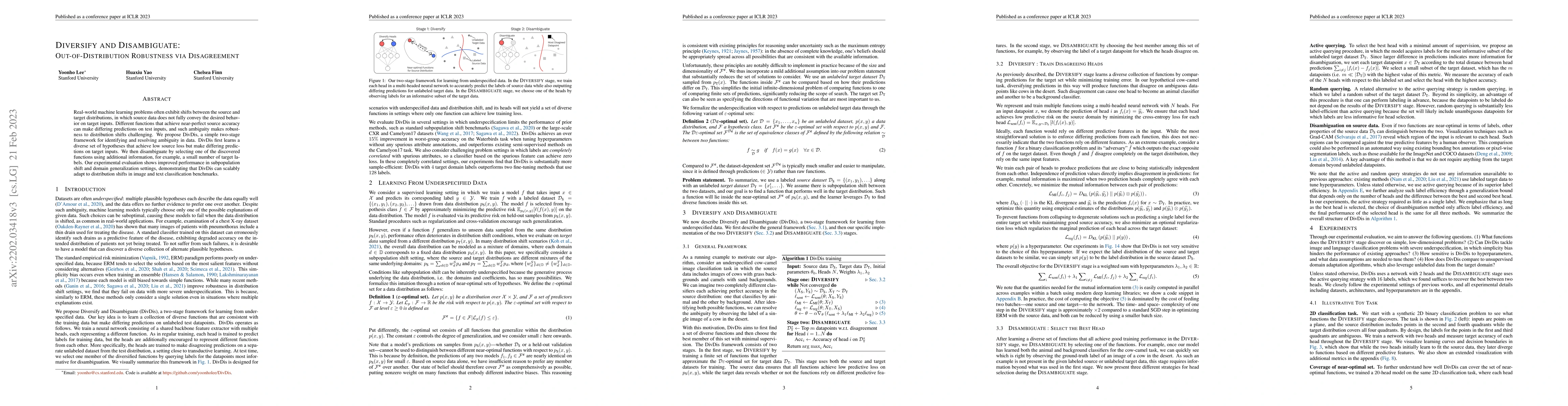 Thumbnail for Diversify and Disambiguate: Learning From Underspecified Data