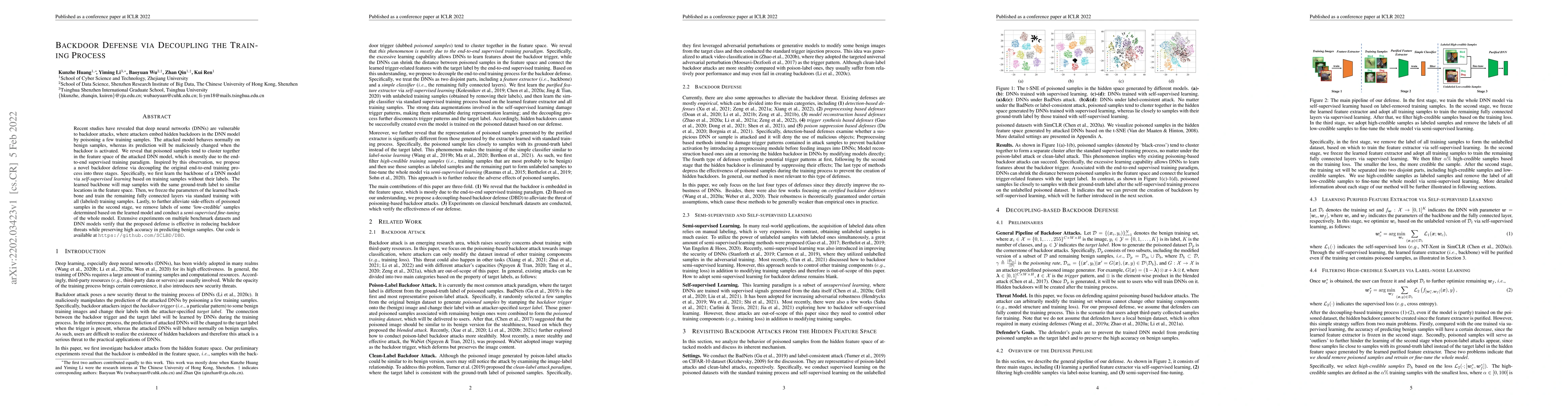 Thumbnail for Backdoor Defense via Decoupling the Training Process